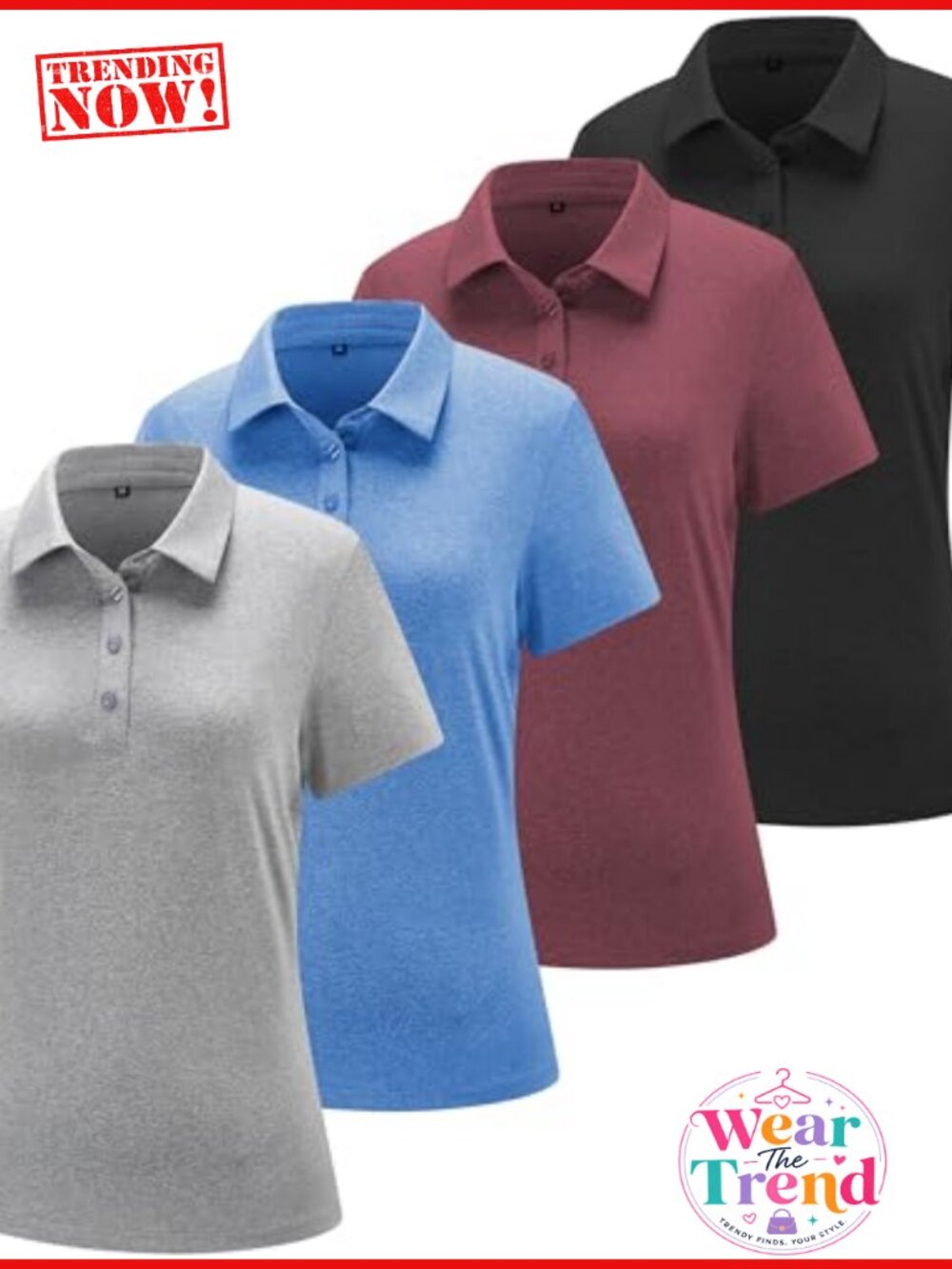 Women's Polo Golf Shirt Short Sleeve Polyester Spandex Collared Athletic Casual